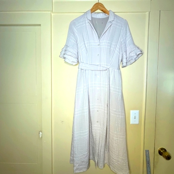 Free People Cream Plaid Midi Dress - Picture 2 of 9